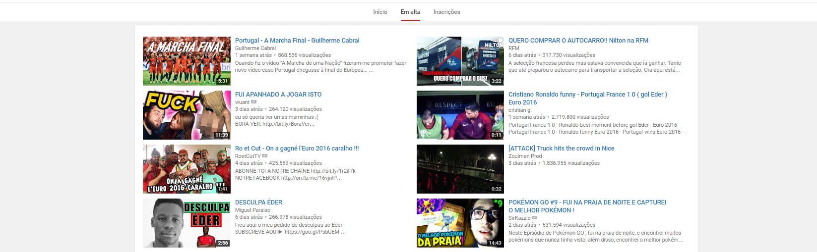 youtube-em-alta